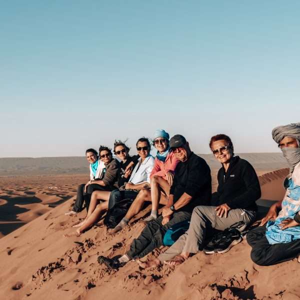 en haut de la plus grande dune du Maroc